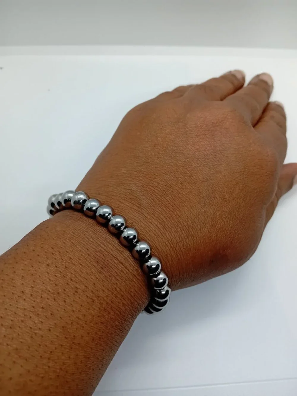 304 Stainless Steel Stretch Bead Bracelet 8MM Women Men NWT